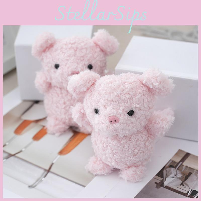 Adorable Pink Plush Pig Keychain Cute Stuffed Toy Key Holder For Couples And Friends