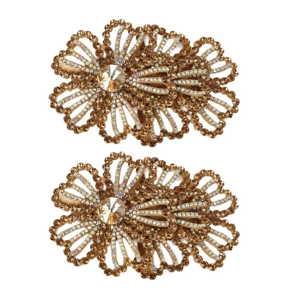 1Pairs 3D Rhinestone Flower Patches Sparkling Rose Brooch Fabrics Sewing Supplies
