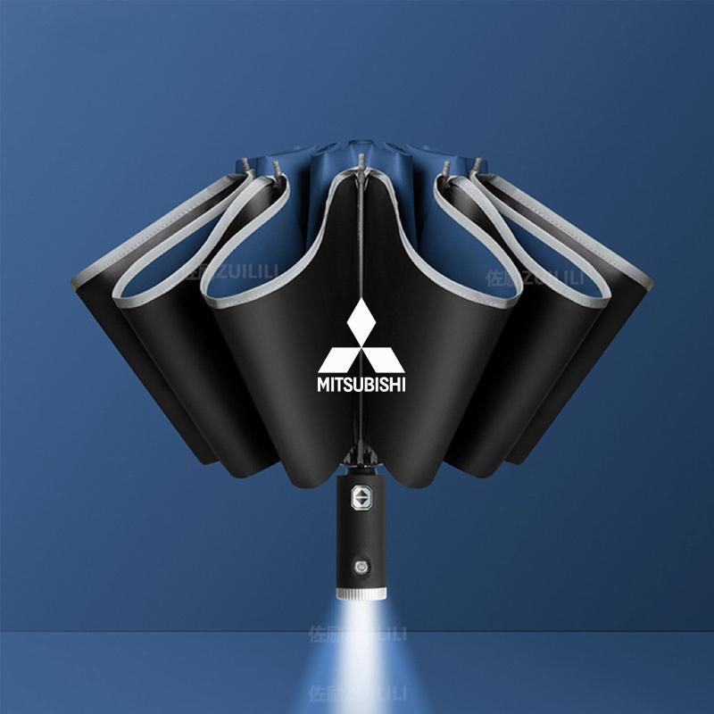 djsc4 Car Led Light Automatic Folding Windproof Sunshade Umbrella For Mitsubishi Outlander Pajero Asx L200 Ralliart Lancer Evolution X