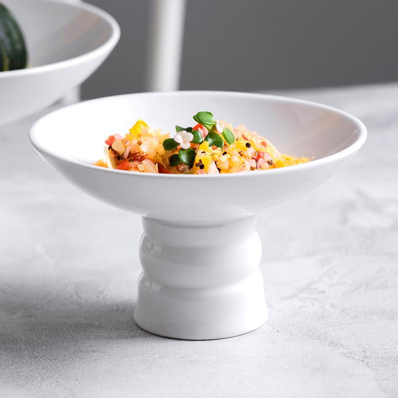 BEPAN Small dish plate commercial creative features ceramic high-end restaurant home white tableware saucer tall tea tray