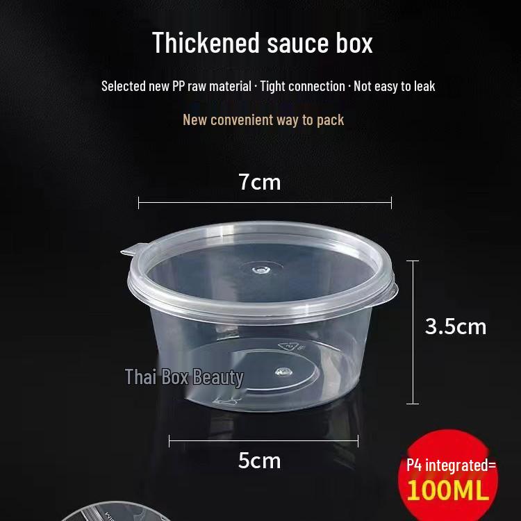 Thai Box Me Disposable Sauce Cup with Lid - Takeaway Packaging for Dipping, Seasoning, and Pickled Vegetables