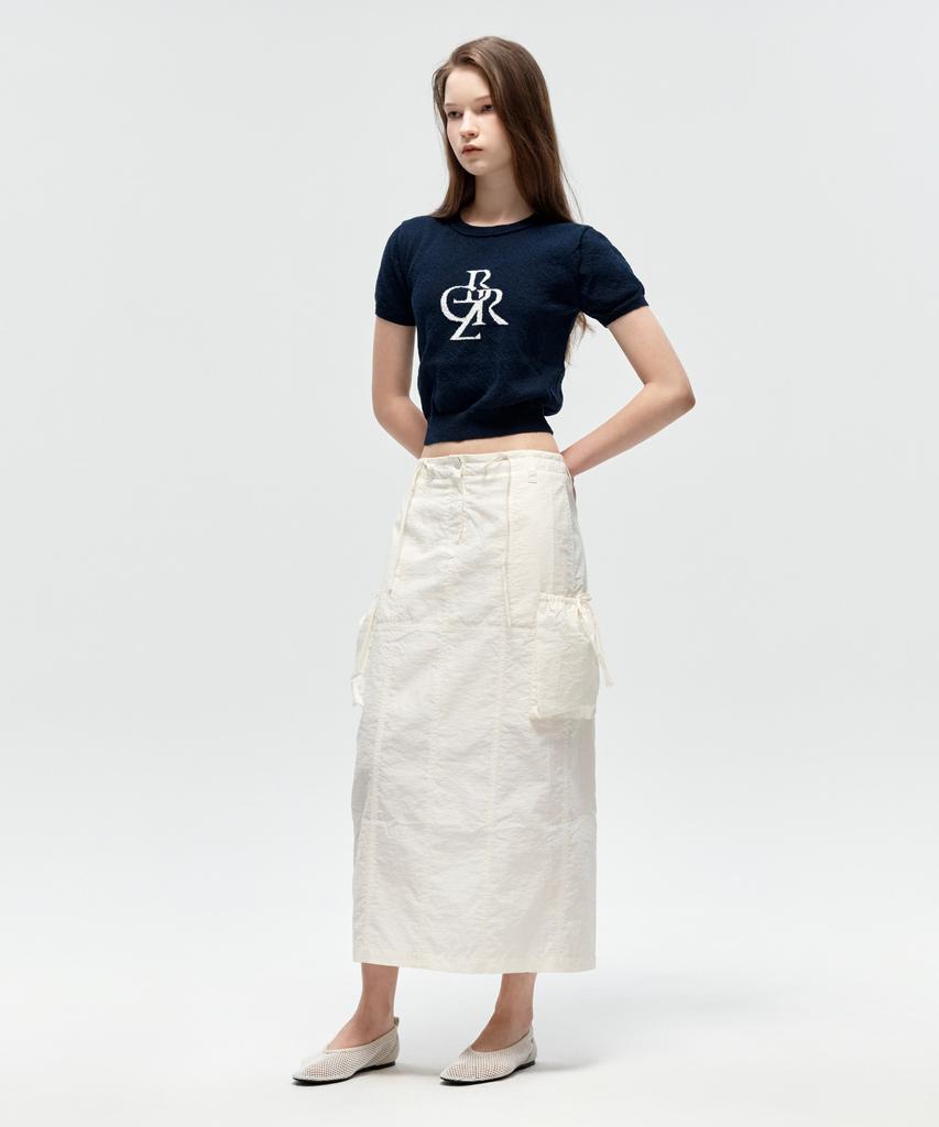 City Breeze Out-Pocket Nylon Long Skirt_White