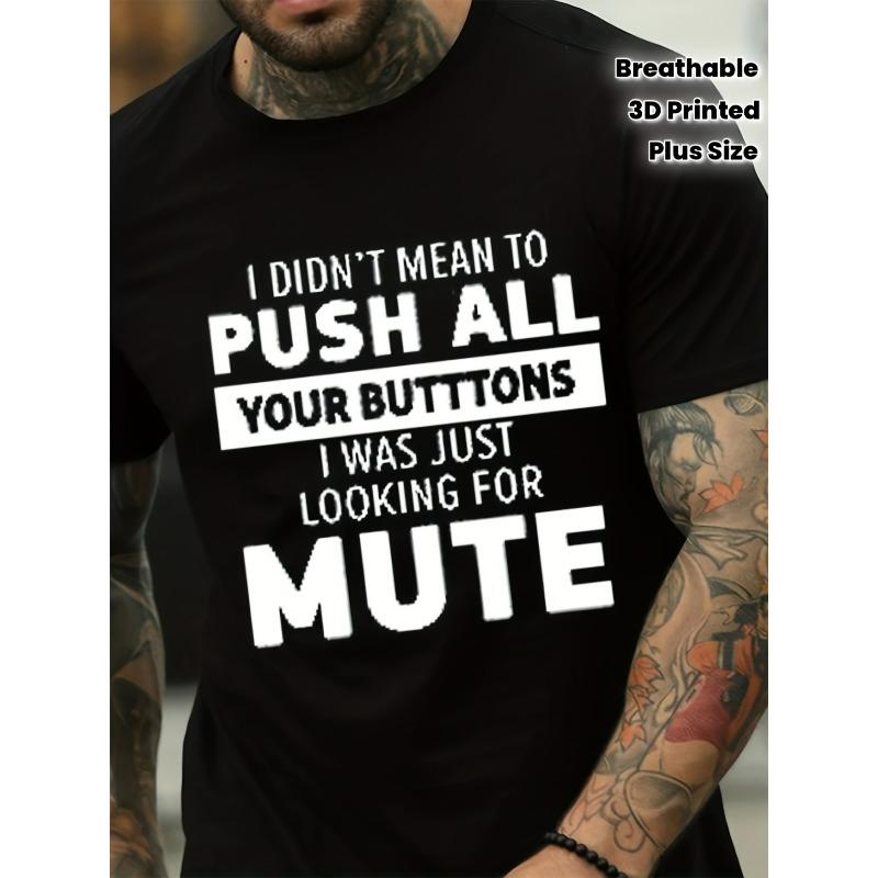 

European sizes Breathable Round Neck Short Sleeve Casual & Outdoor Wear, Plus Size 3D Printed Graphic Tee 4XL чорний