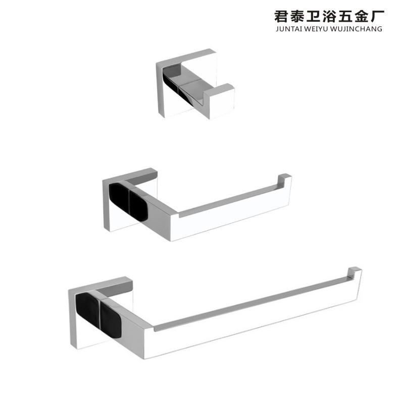 Factory Direct Sales 304 Stainless Steel Accessory Set Black Square Towel Rack Bathroom Accessories Stainless Steel Toilet Paper Holder