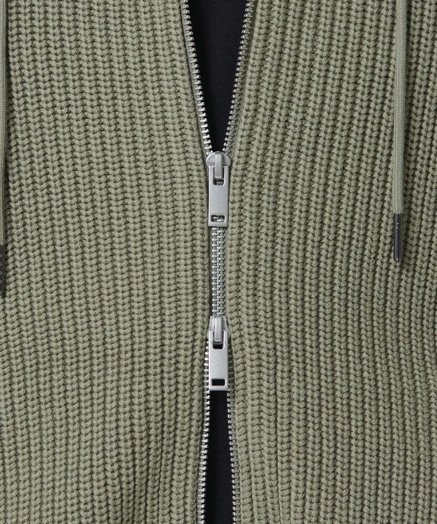 MUSINSA STANDARD Ribbed Knit Hooded Zip-Up [Sage]