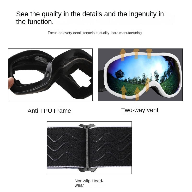 Spherical Ski Goggles Double-Layer Anti-Fog Ski Eyewear for Men and Women, Outdoor Snow Goggles