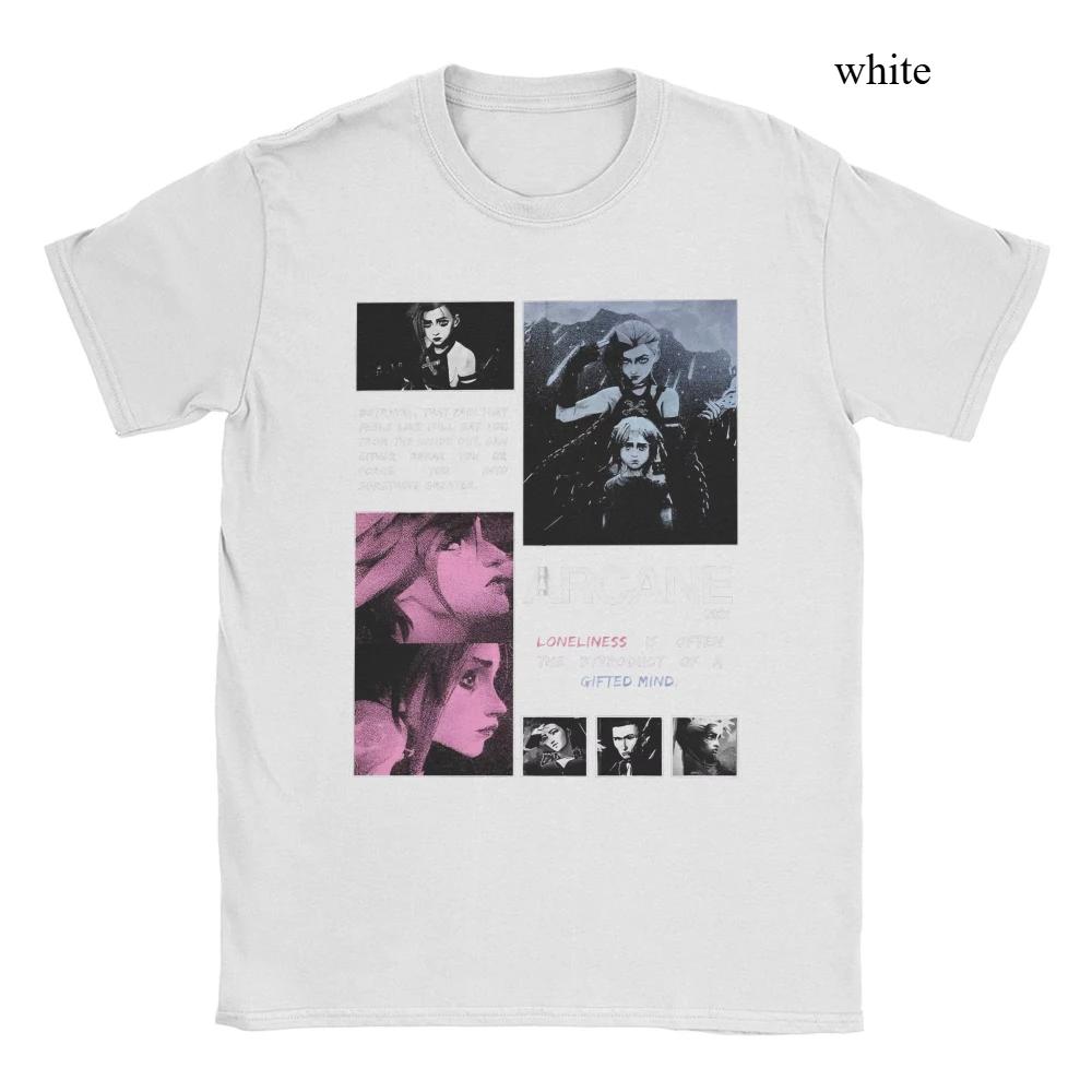 Unisex Unisex Arcane Season 2 Jinx Vi T Shirt Anime Game Pure Tshirt Merchandise Crazy Short Sleeve Tees Women T-Shirt
