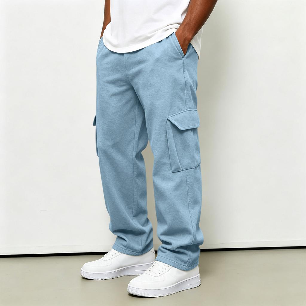 Men's Casual Jogger Pants 4 Pocket Cargo Sweatpants with Drawstring Elastic Waist Straight Leg