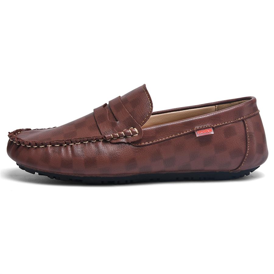 Handmade Men Comfortable Leather Driving Shoes Men's Slip-On Bean Bean Shoes Breathable round Toe Casual Walking Shoes