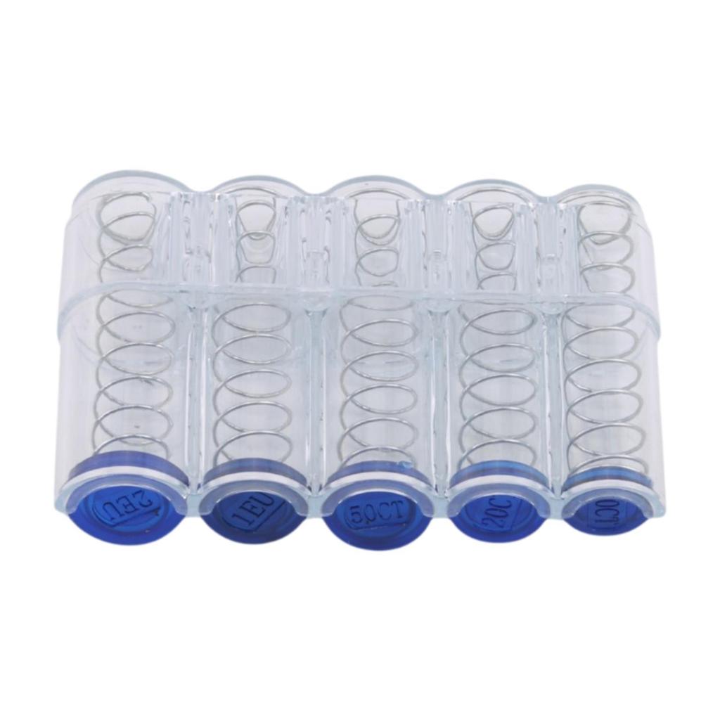 Coins Collection Supplies Spring-loaded Sorting Mechanism 5 Compartments Tube Coin Capsule Coins Holder Coin Storage Dispenser