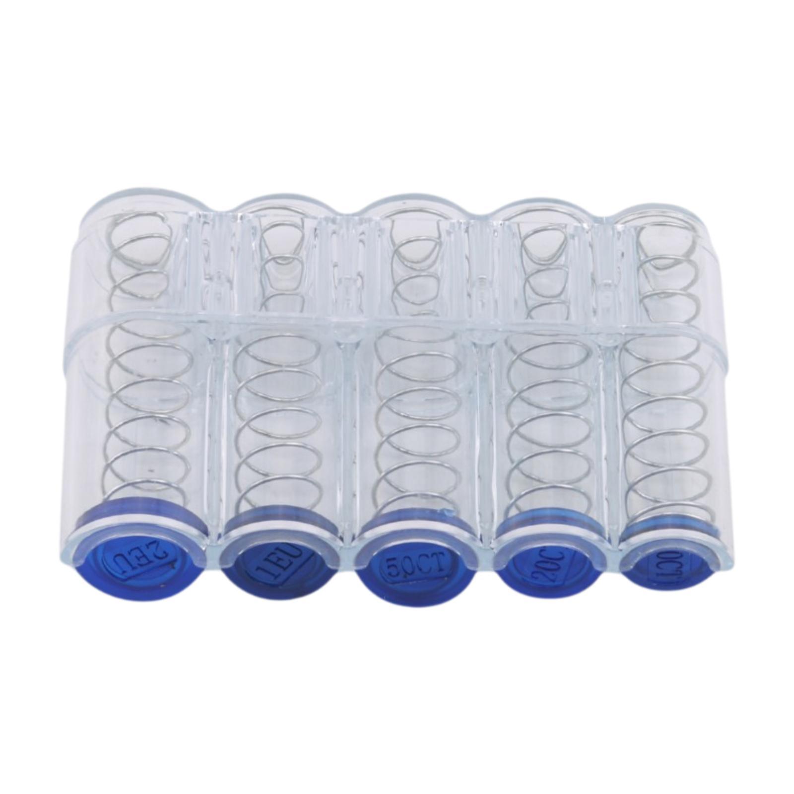 

Coins Collection Supplies Spring-loaded Sorting Mechanism 5 Compartments Tube Coin Capsule Coins Holder Coin Storage Dispenser чистий