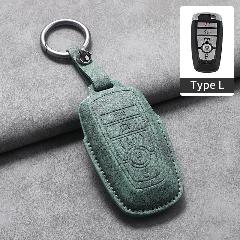 4 5 Buttons Leather Car Key Case Cover for Ford Fusion Mustang Edge Explorer Focus F150 F250 F350 F550 Escape for Lincoln Mondeo