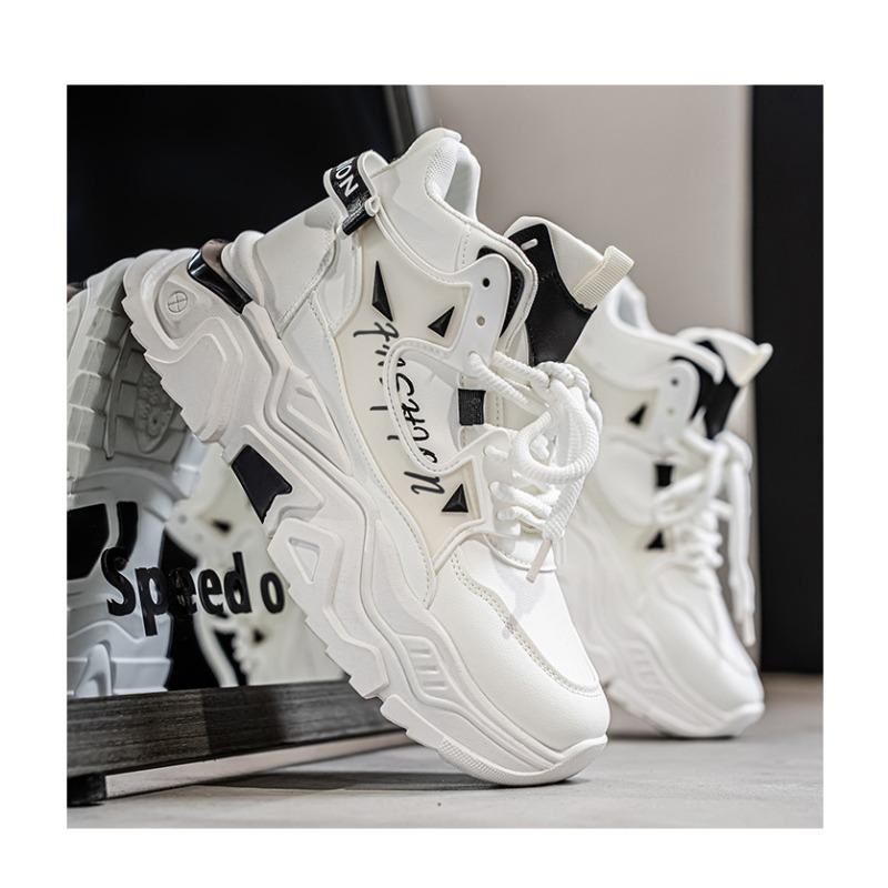 High-top Men's Youth Martin Boots, Sports Casual White Height-increasing Dad-style Versatile Trendy Shoes.