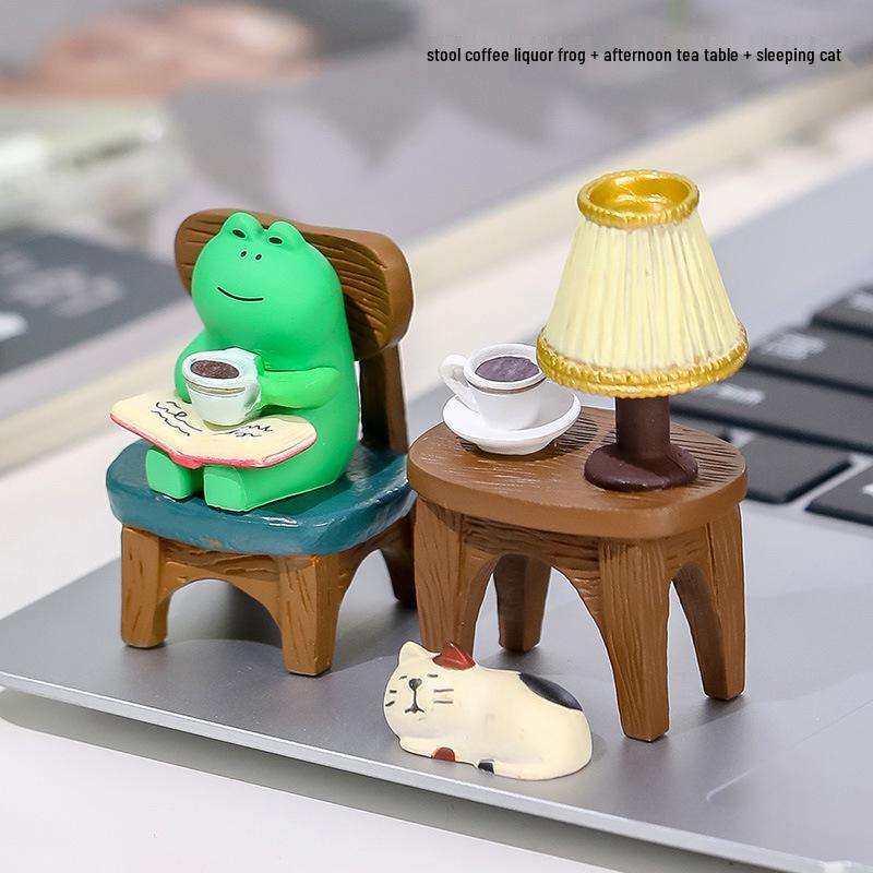 Frog Rocking Chair Cute Healing Decoration – Desktop Ornament for Office or Home