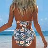 New European and American Tropical Printed Bikini Women's Split Swimsuit Sexy Suspender High Waist Beach Vacation Swimming