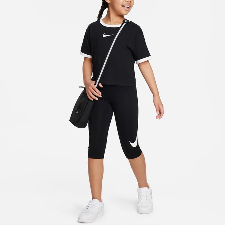 Nike Kids  Knitted Sports Pants Large Logo Print Slim Fit Mid-Length Casual Kids pants Black FQ0604