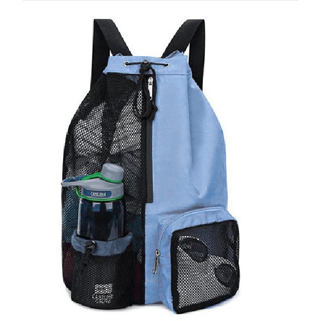 Neue Schwimmtasche Netz-Rucksack mit Kordelzug Gürtel Nassbeutel Strandrucksack Fitnessstudio und Trainingsausrüstung