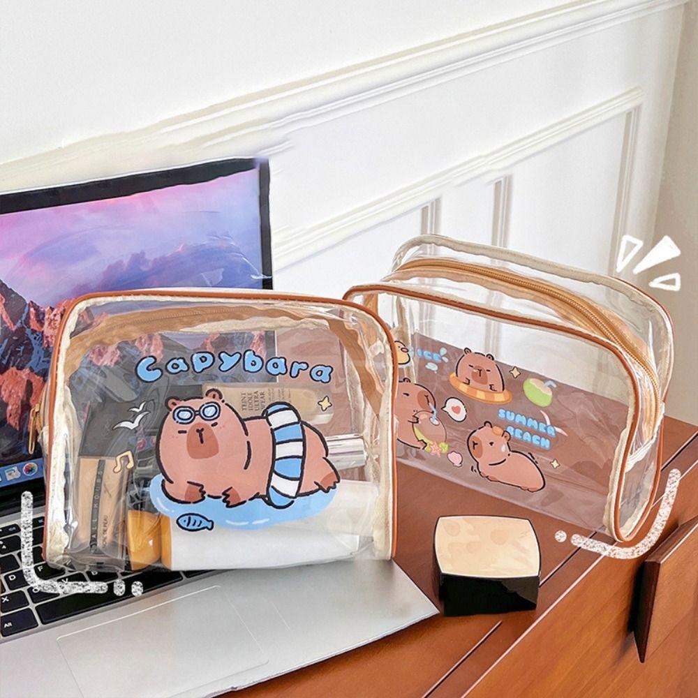 

Cartoon Makeup Storage Bag Cute Toiletry Bag Simple Capybara Makeup Bag Girl style 2