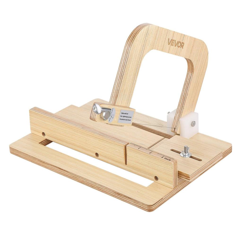Soap Cutter, 0-2 Inch Adjustable Thickness, Wood Soap Slicer with Stainless Steel Adjustable Wire Tension, with Extra Wires, Multi Handmade Cutter for