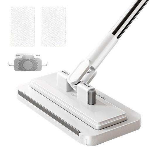 Lazy Mop Stainless Steel Ergonomic Handle Floor Scrubber Mop with 2 Absorbent Velvet Clothes