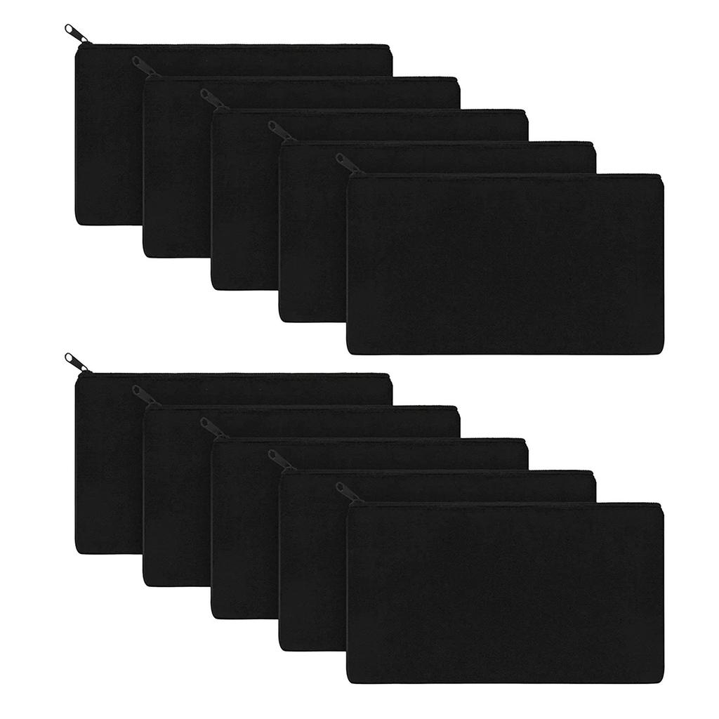 10Pcs Blank DIY Craft Bag Canvas Pencil Case Makeup Bags- Pencil Pouch Cosmetic Bag Multi-Purpose Travel Toiletry Bag Zipper Bag
