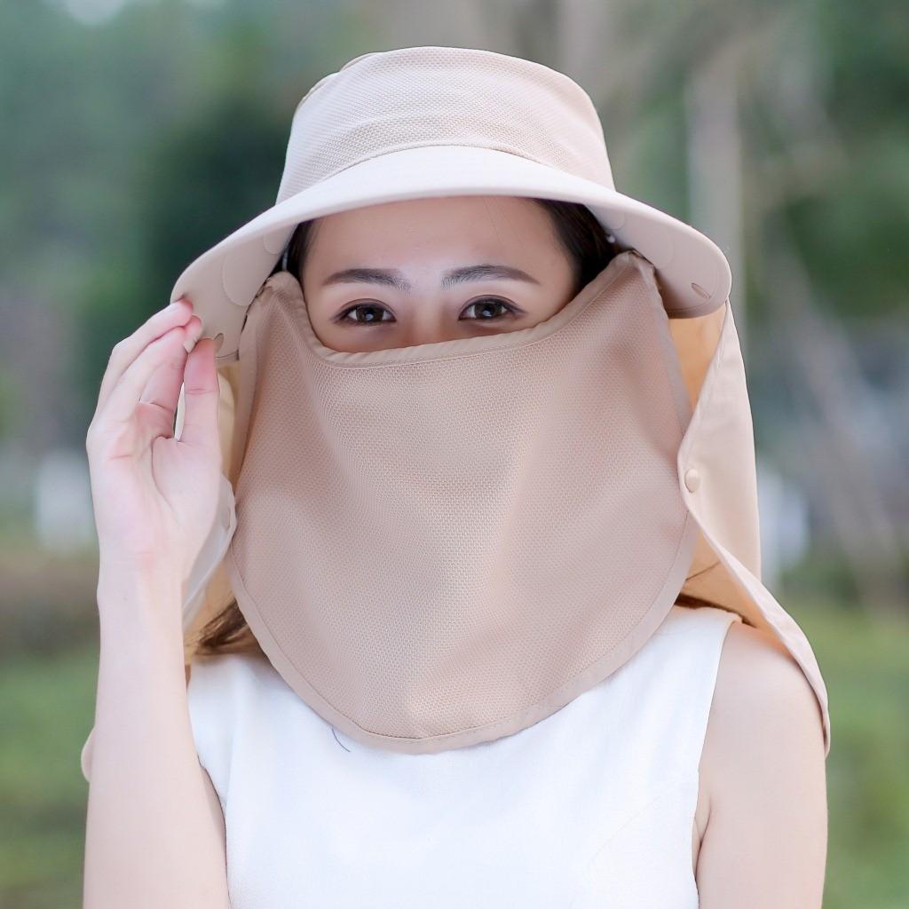 Summer Sun Protection Wide Brim Hat With Removable Face Cover For Outdoor Travel Adults