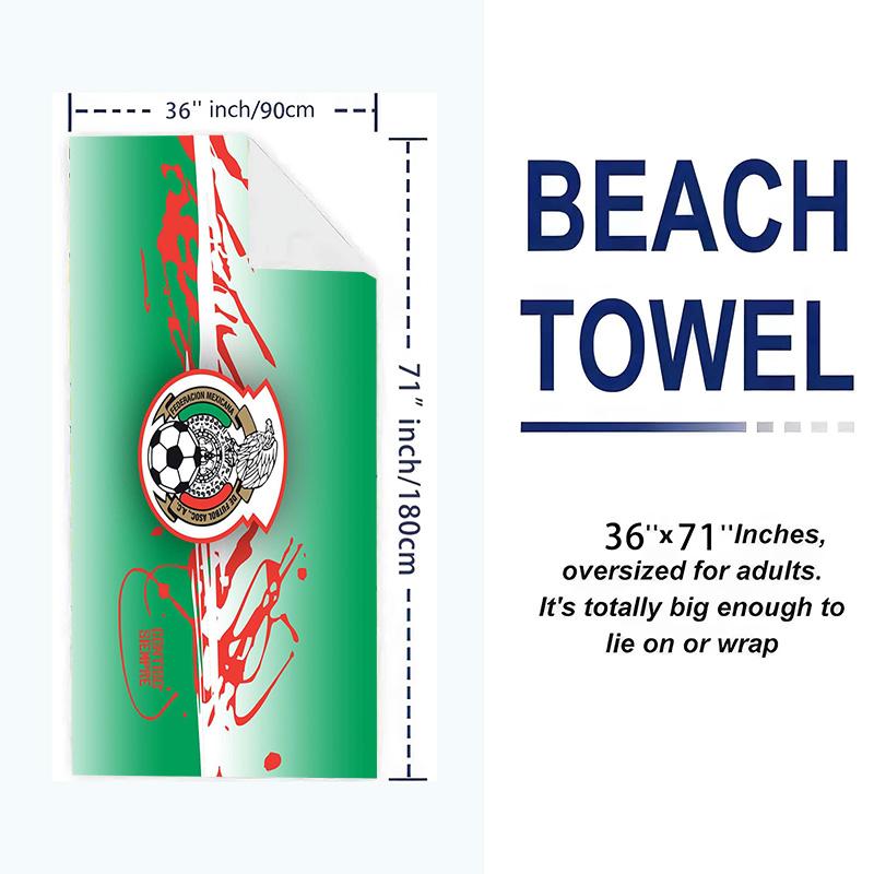 Logo Mexico American Football Print Beach Towel, Large Soft Quick Dry Towel for Beach Camping Swimming