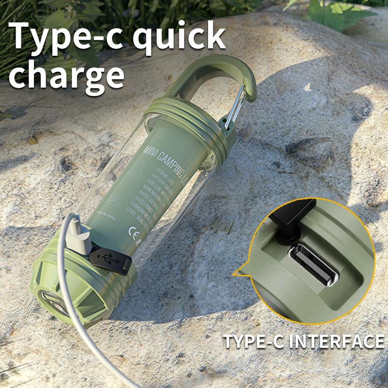 New Outdoor Camping Light with Multiple Light Sources, Portable Keychain Hook, Mini Flashlight, Atmosphere Camping Light