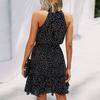 Fashion Women Floral  Printed  Strapless Ruffle Bandage Casual  Dress