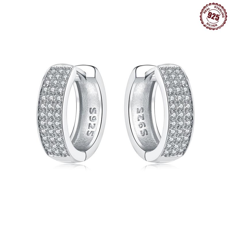 Large Double Circle Hoop Earrings with simple Style Rainbow earrings Zircon 925 Silver for Lady Gifts Fine Jewelry