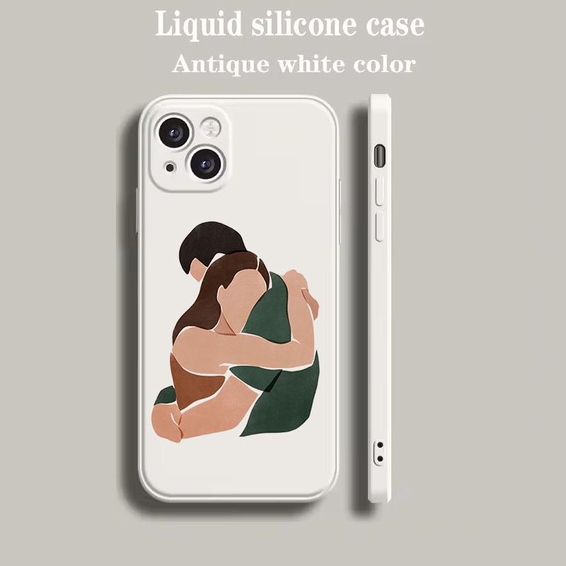 Luxus Farb-Handyhülle Für iPhone 15 14 13 12 mini 11 Pro Max XS X XR SE 7 8 Plus Silikon Beige Hülle Baby Mädchen Mutter Familie