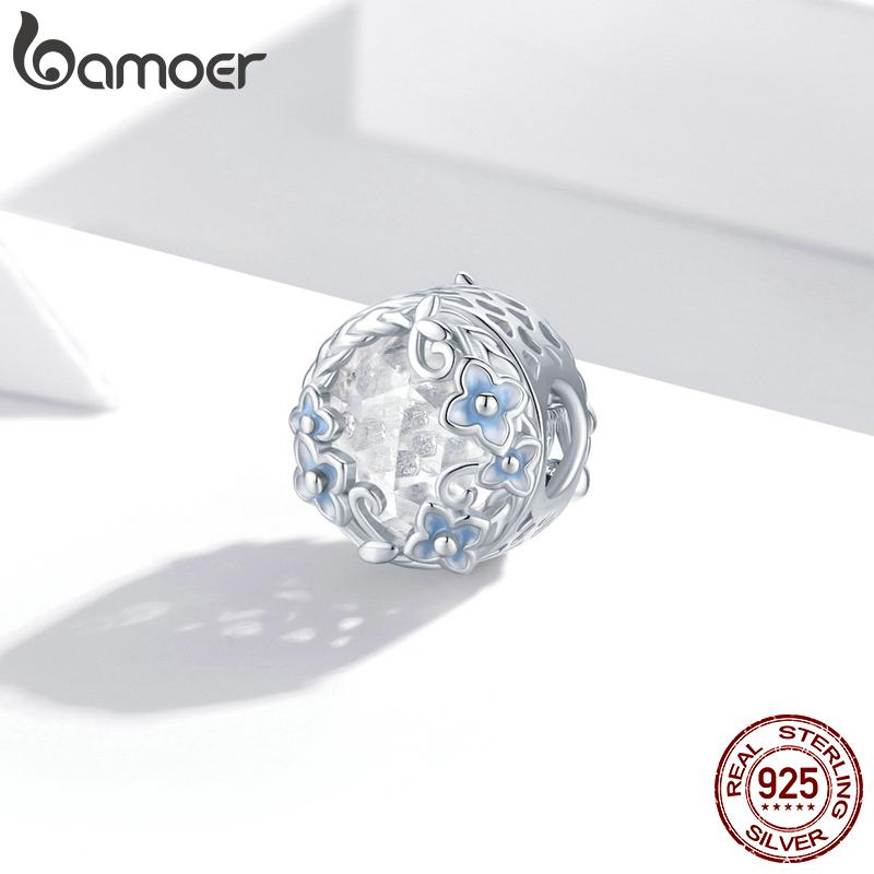 

BAMOER из стерлингового серебра 925 пробы, секретные садовые стеклянные бусины с гортензиями для оригинальных браслетов и ожерелья диаметром 3 мм 925 silver