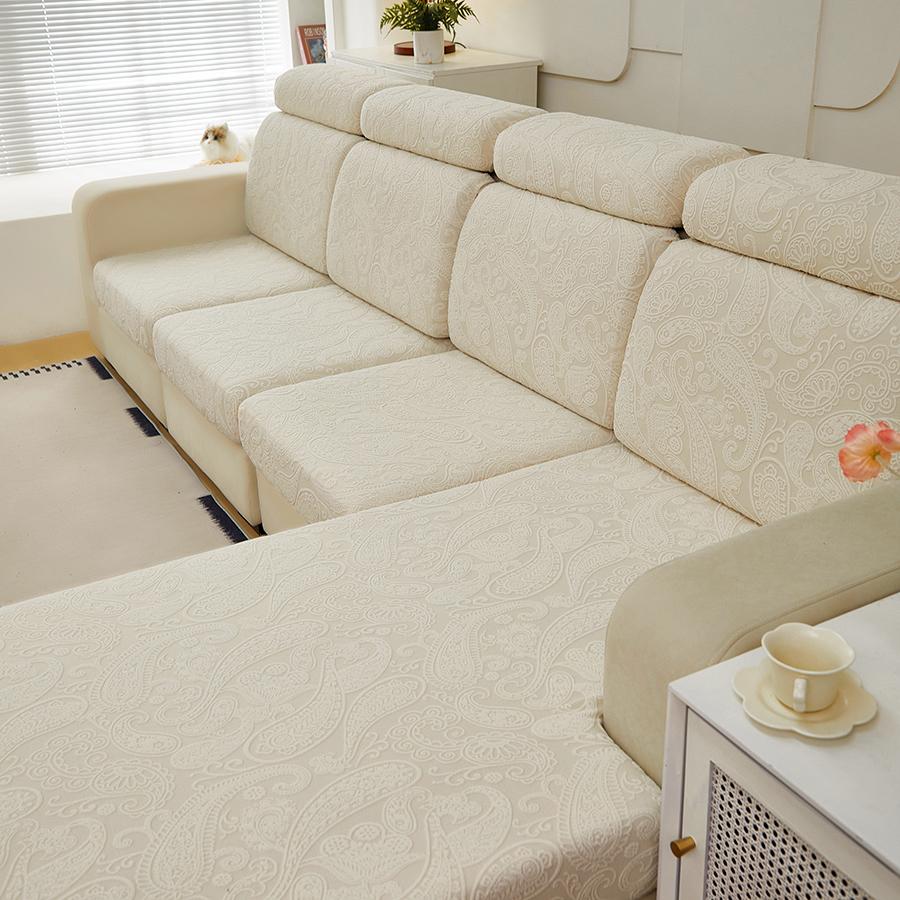 High-Elasticity Polar Fleece Jacquard Sofa Cushion Cover - European Royal Palace Pattern Suitable For Various Occasions 2 PCS Plus S