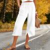 Women’s Wide Leg Cropped Pants with Drawstring Waist Relaxed Fit Lightweight Soft Fabric Casual Style