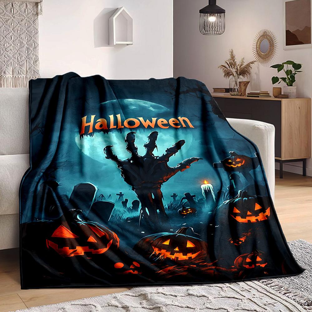 1pc Halloween Decorations Blanket Lightweight Blanket Throw Blanket For Sofa, Bed, Travel, Camping, Livingroom, Office yy251010041