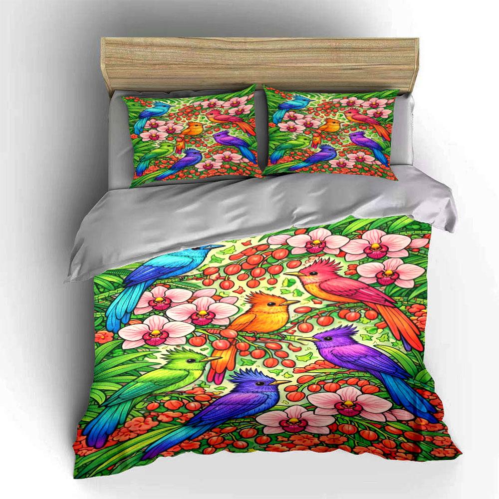 Vivid tropical bird paradise Bedding sets Duvet cover sets Duvet covers Pillowcases(1*Duvet Cover 2*Pillowcases without duvet insert)