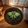Luna Moth Butterfly Round Rug, Green Gothic Cottagecore Decor, Spooky Nature Lover Mat for Dark Academia Home Gift Idea