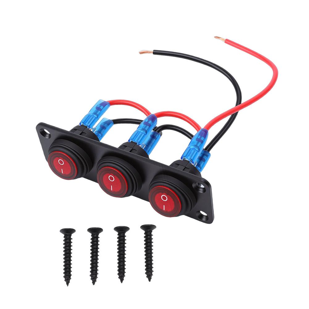 1pc 20A 12V-24V 3-position Round LED Switch Panel Waterproof For Toggle Switch Panel For LED Light Strips Work Lights