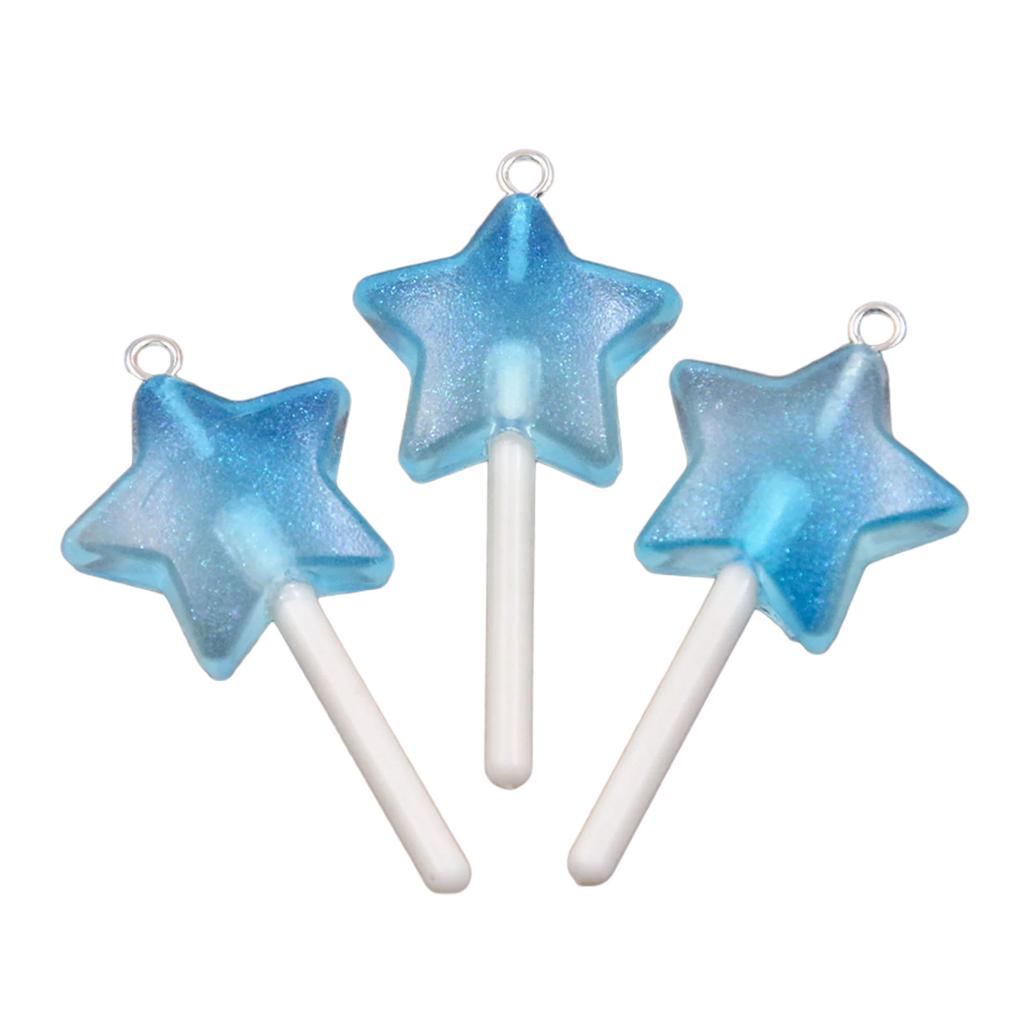 3 Pieces Unique Star Heart Circle Lollipop Pendant With Sturdy Resin Materials Coating for Everyday Casual Wear