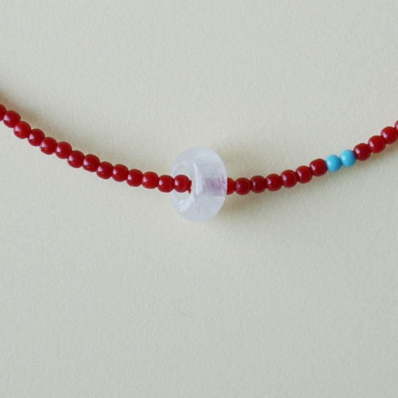 OURPIERRE RED BEADS DONUT NECKLACE