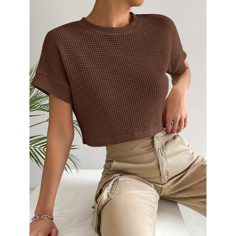 JPNTKY Women's Fashion Casual O-Neck Short Sleeve Blouses & Shirts