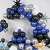 Blue Theme Balloon Kit Arch Royal Blue Black White Silver Balloons Garland Exploding Star Foil Globos Birthday Party Decoration