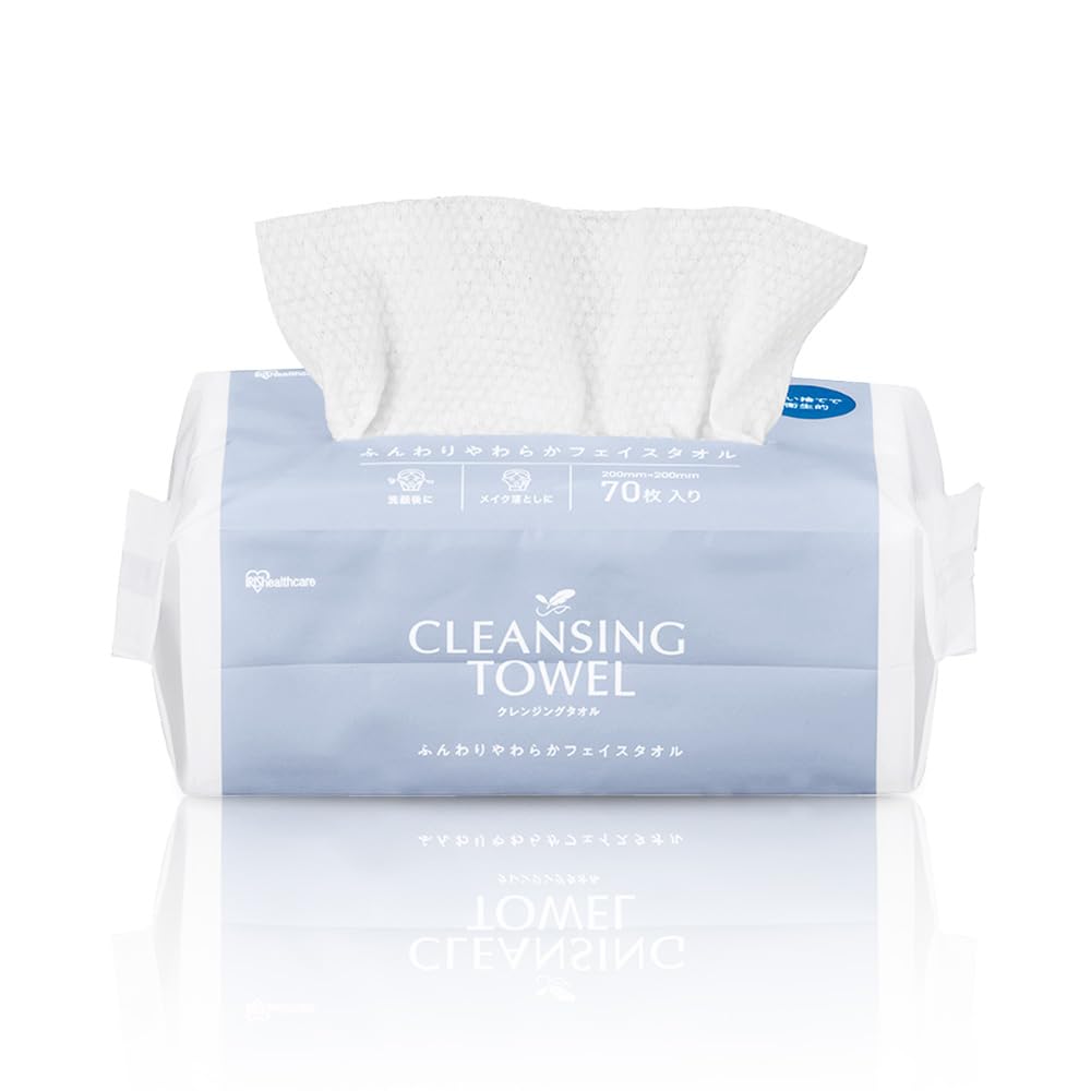 IRIS OHYAMA Cleansing Disposable Face for Sensitive Wet and Dry Facial Cleansing Towels, Towels, Thick, 70-Count (Box Type) Skin, Use,