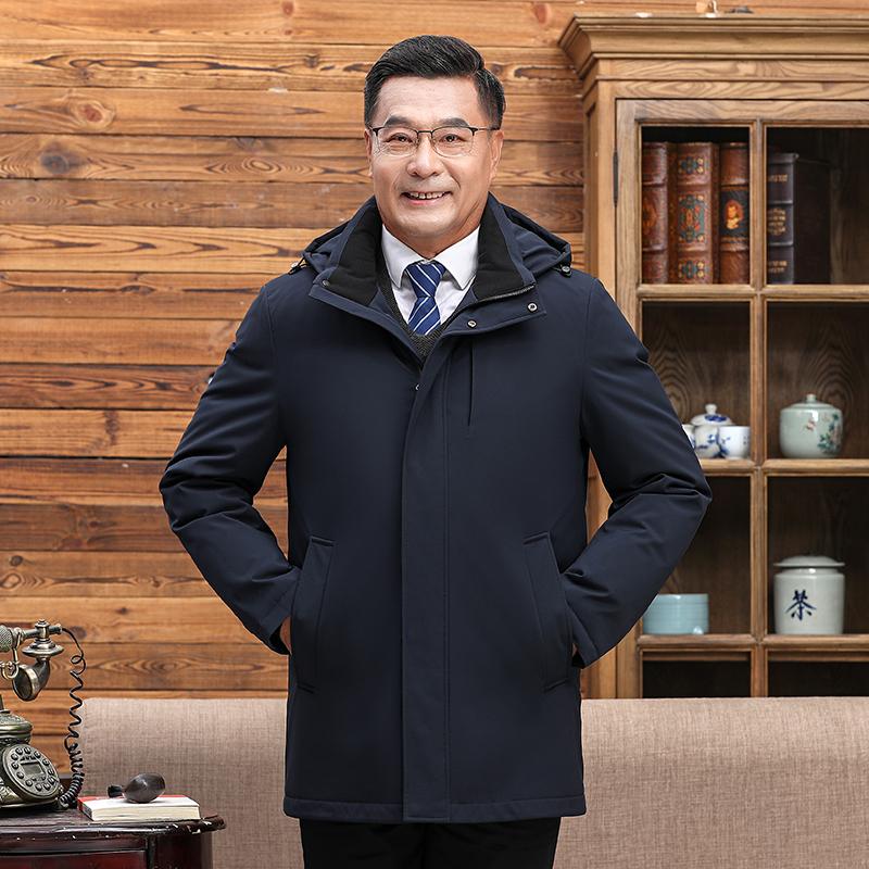 

Чоловіче пухове пальто середнього віку, зимова підкладка, знімні пуховики з капюшоном, товста тепла чоловіча парка 3XL синій