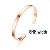 Adjustable C-Shaped Stainless Steel Bracelet with Engraved Text Logo and 6mm Opening for Women