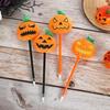 Push Ballpoint Pen Halloween Pumpkin Gel Ink Pen, 0.7mm Rollerball with Plush Pumpkin, Student Novelty Black for Party Favors, Gift Supplies