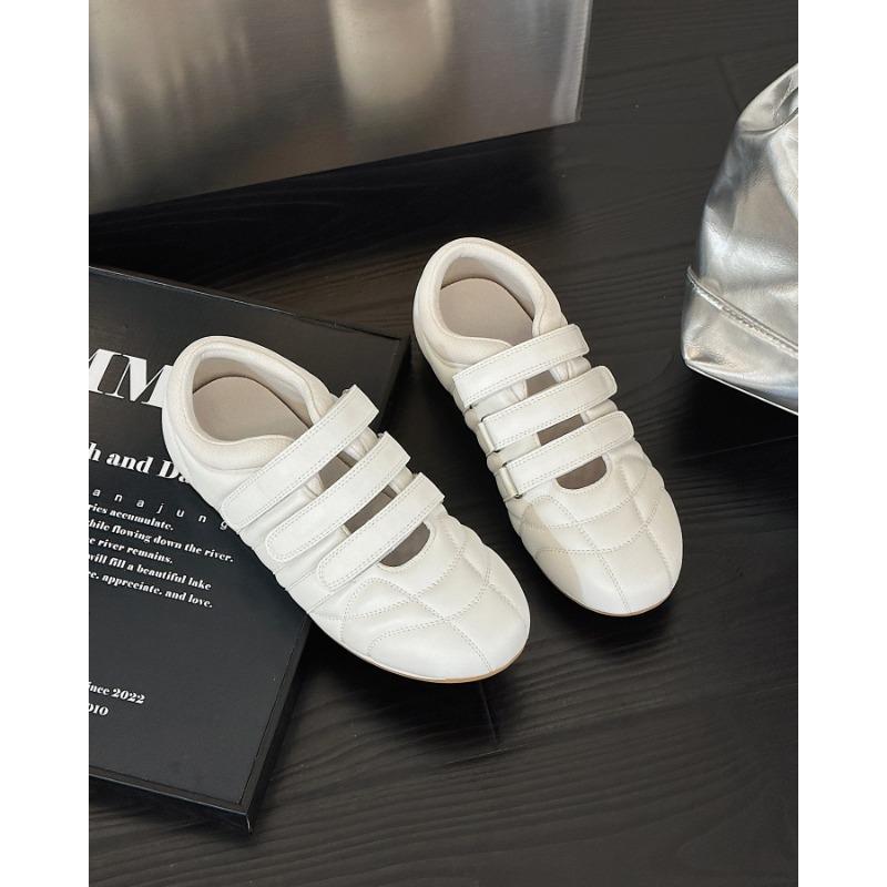 

~ Retro women s Velcro ballet single shoes round head casual sports little white shoes women s single shoes 35 бежевый
