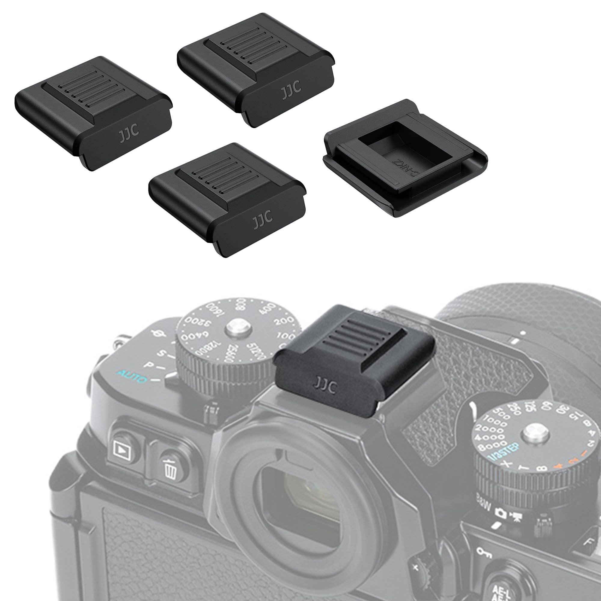 

Pack of 4 JJC Nikon Full Coverage Hot Shoe for Nikon and More Covers/Caps Z5II, Z50II, Z6III, Z6II, Z7II, Z9, Z8, Z7, Z6, Z5, Z50, Z30, ZF, ZFC, чорний