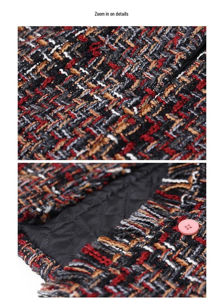 Schickes Winter-Plaid-Jacken- & Rock-Baumwollset HM2872