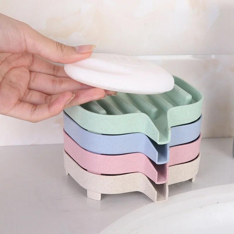 Porte-savon à ventouse pour salle de bain douche portable porte-savon feuille silicone plateau éponge pour accessoires de cuisine salle de bain